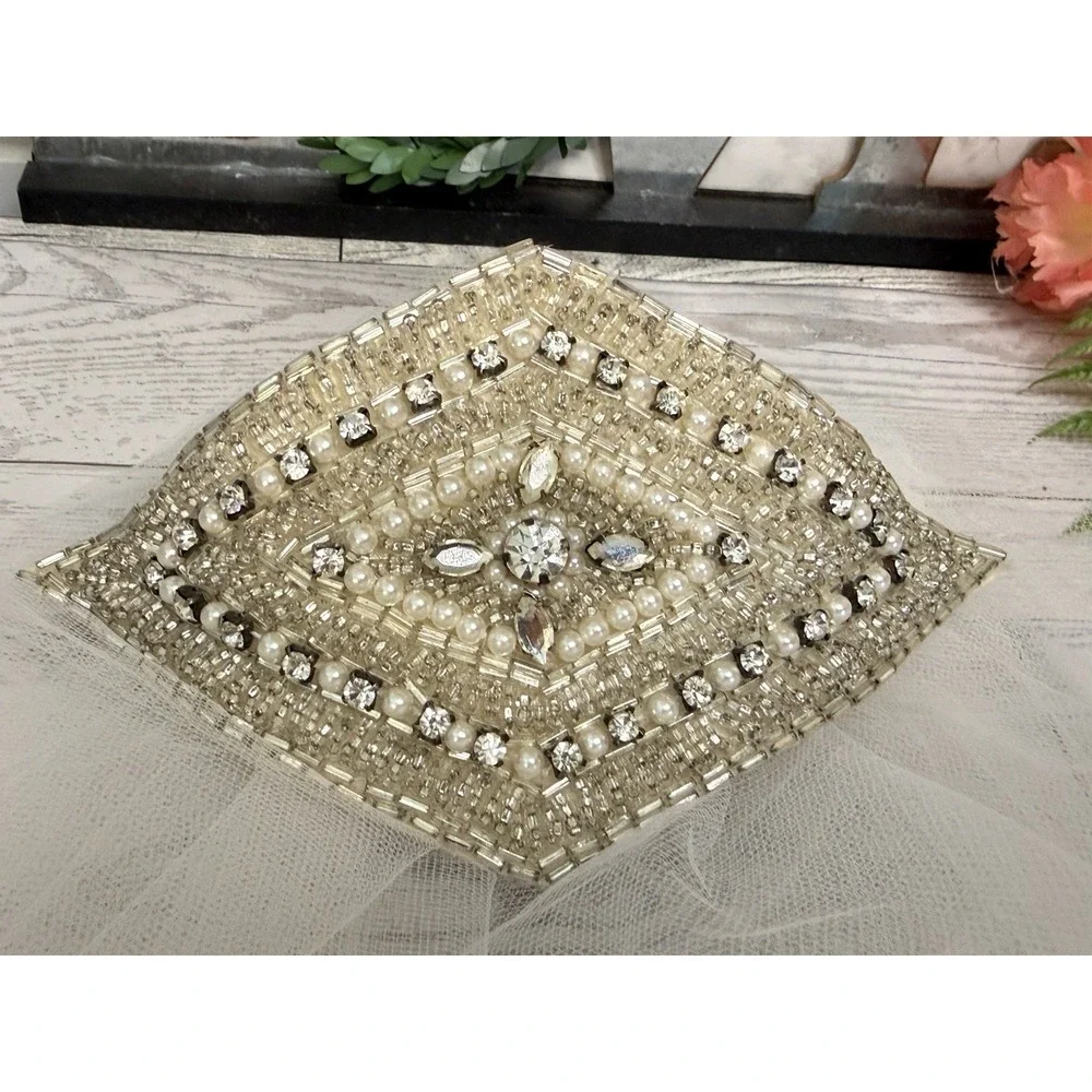 Art Deco Bridal Hair Comb‎ Crystal Pearl Beaded Wedding Headpiece Vintage 5.5